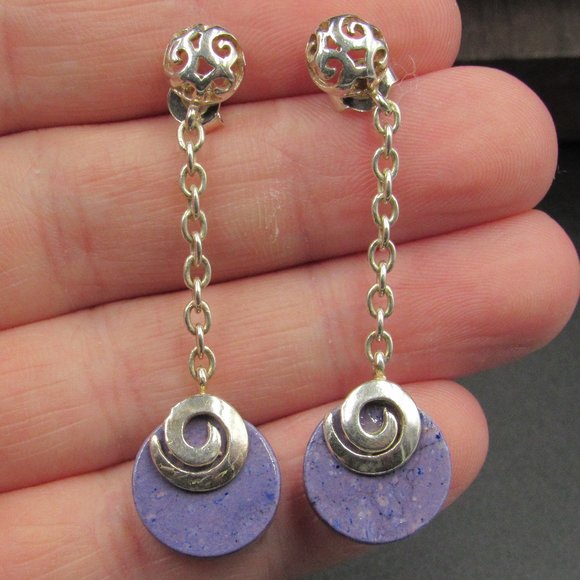 Jewelry - Sterling Silver Swirling Purple Stone Earrings